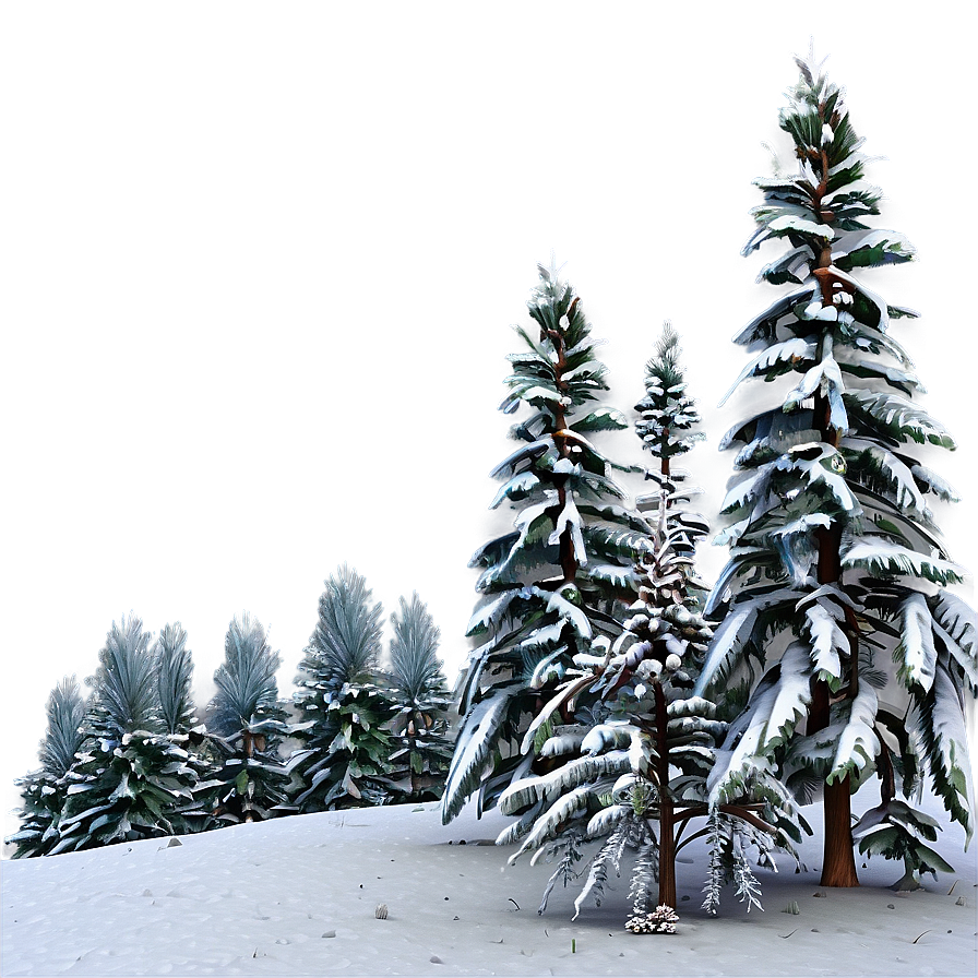 Winter Pine Trees In Snow Png Bkm