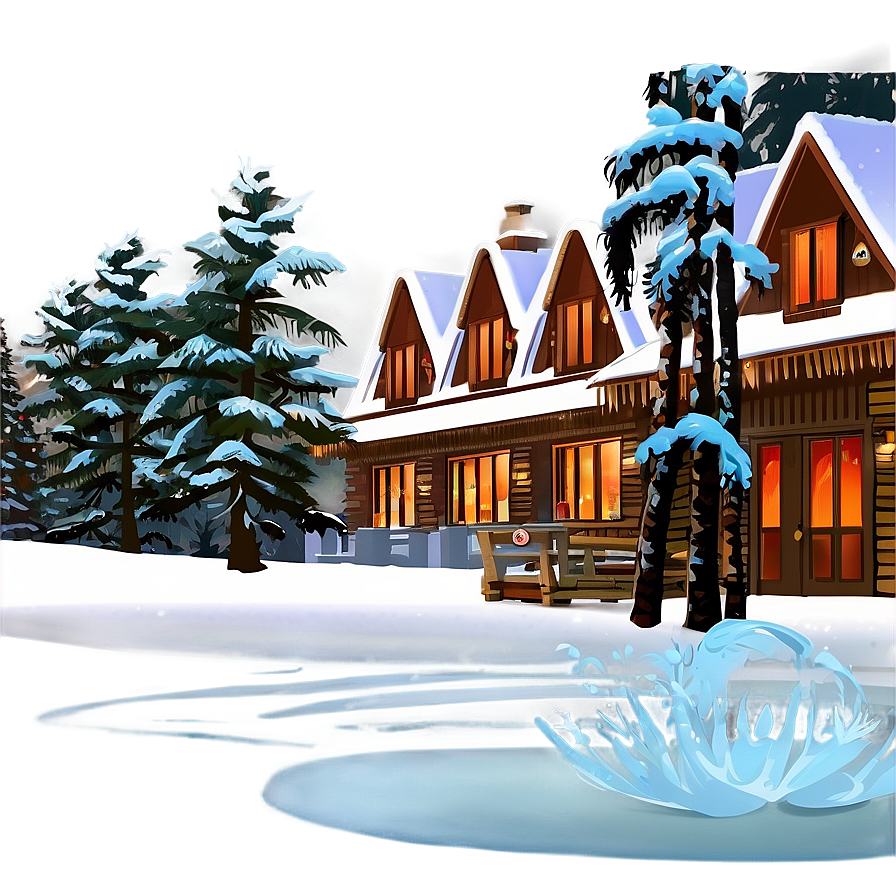 Winter Ski Lodge Scene Png Fye