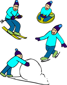 Winter_ Sports_ Cartoon_ Characters_ Vector