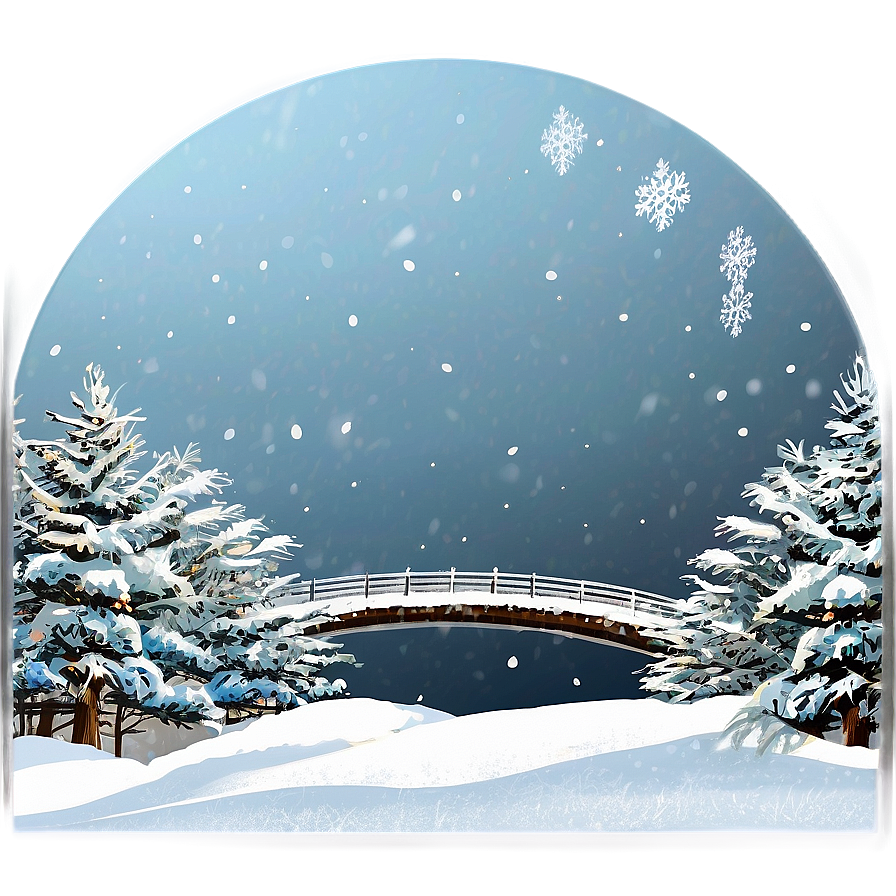 Winter Trees And Snowy Bridge Png Ntv