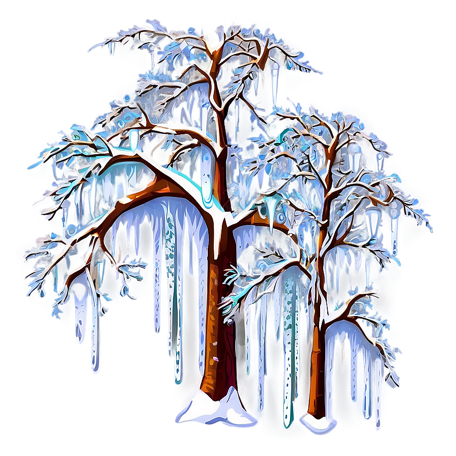 Winter Trees With Icicles Png 06292024