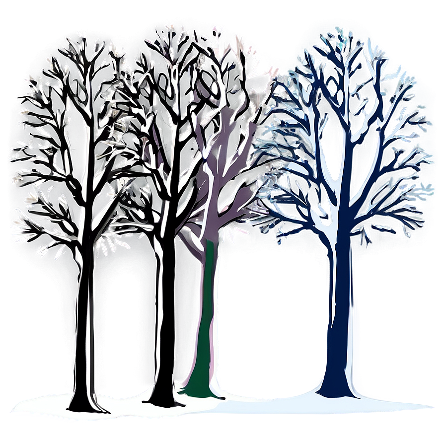 Winter Trees With Snowflakes Png 59