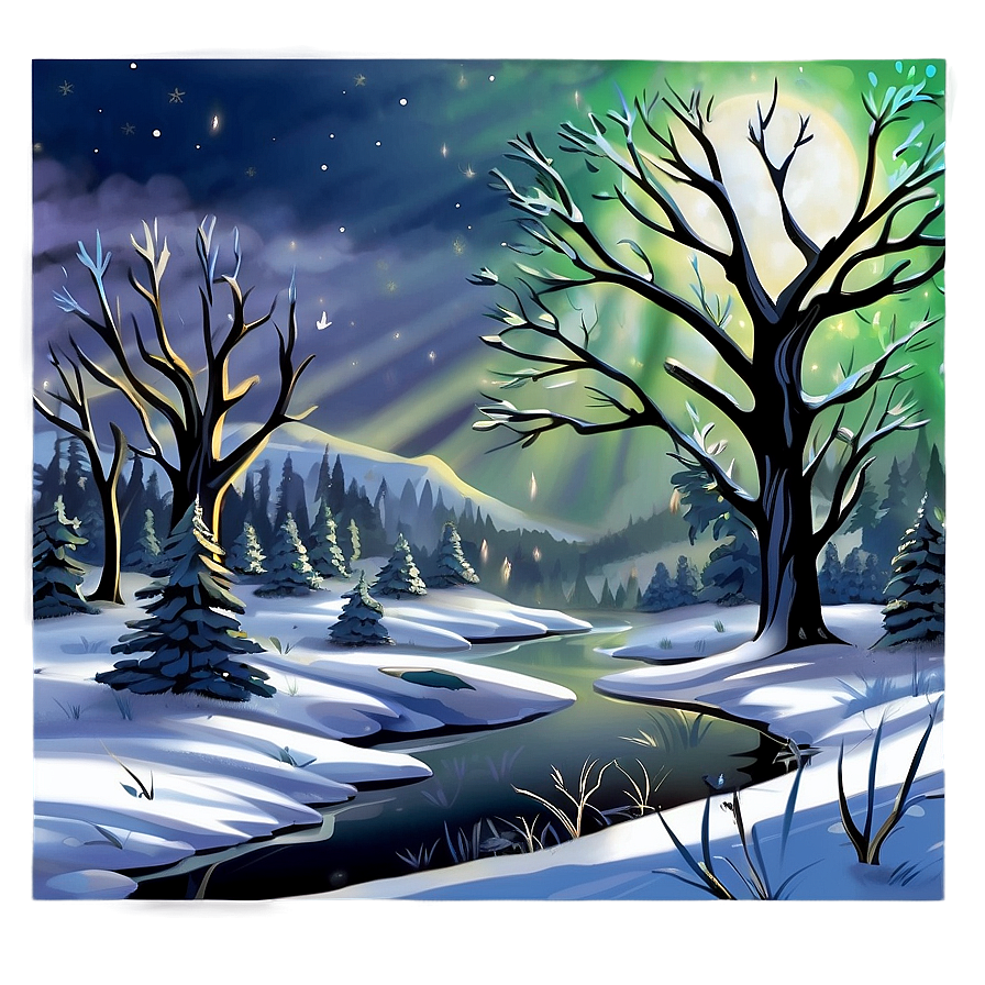 Wintery Antler Landscape Png Log