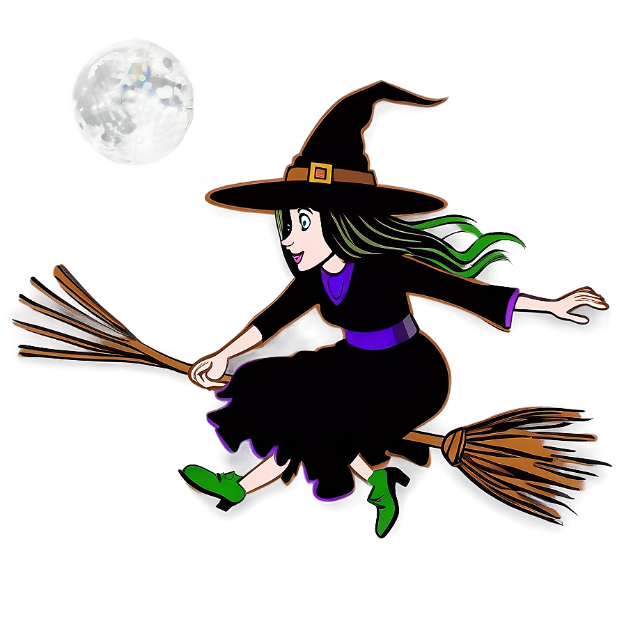 Witch Flying Halloween Cartoon Png 34