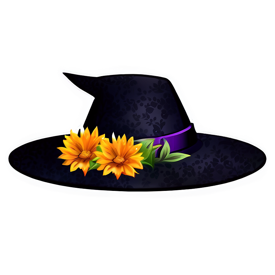 Witch Hat With Flowers Png Bea