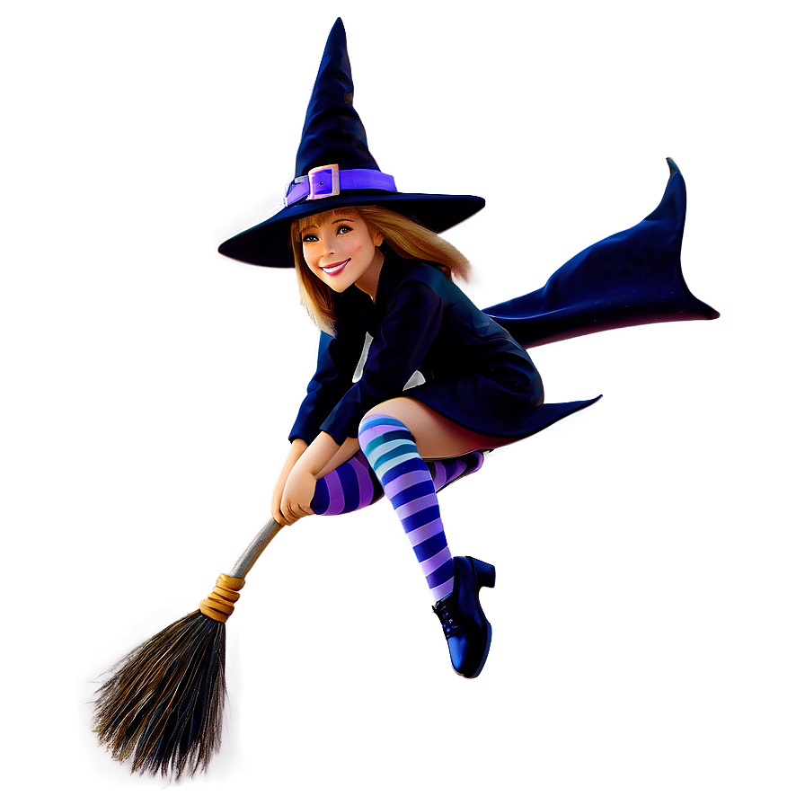 Witch On Broomstick Png 12