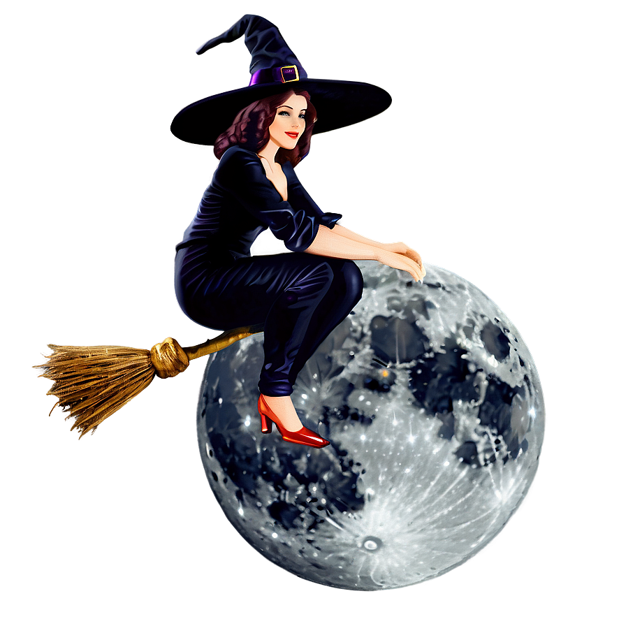 Witch On Moon Png 05062024