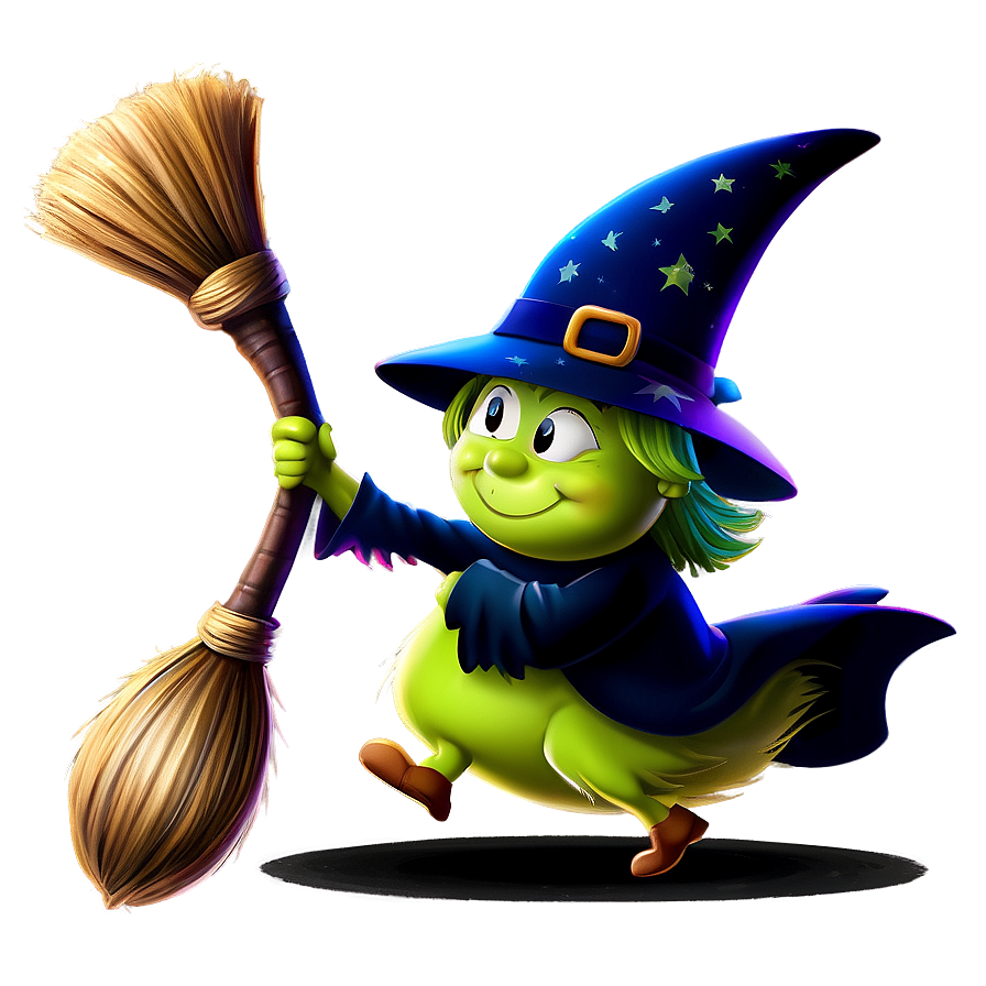 Witch Riding Broom Png 05062024