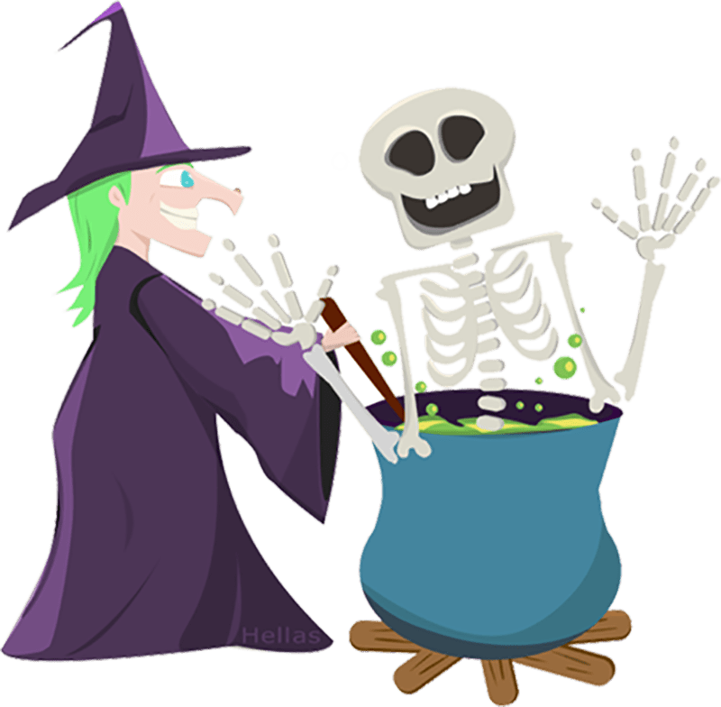 Witchand Skeleton Cooking Potion Halloween