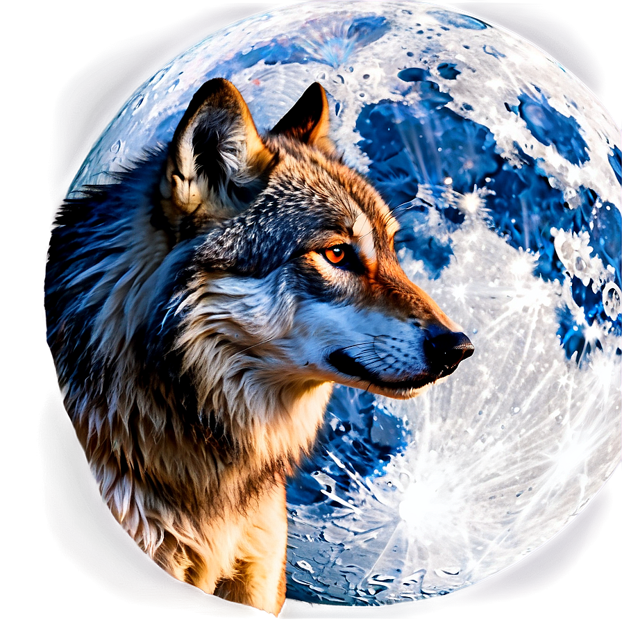 Wolf And Full Moon Night Png Erj41