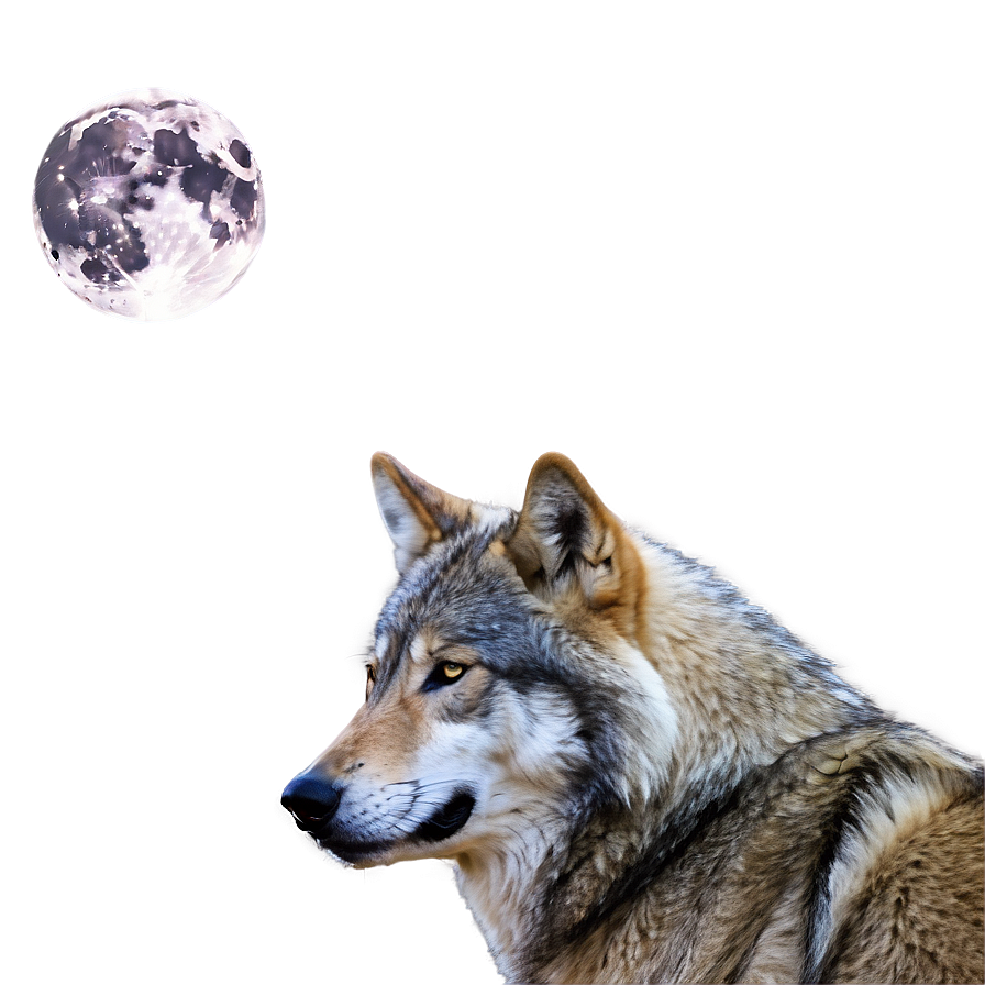 Wolf And Full Moon Night Png Skh