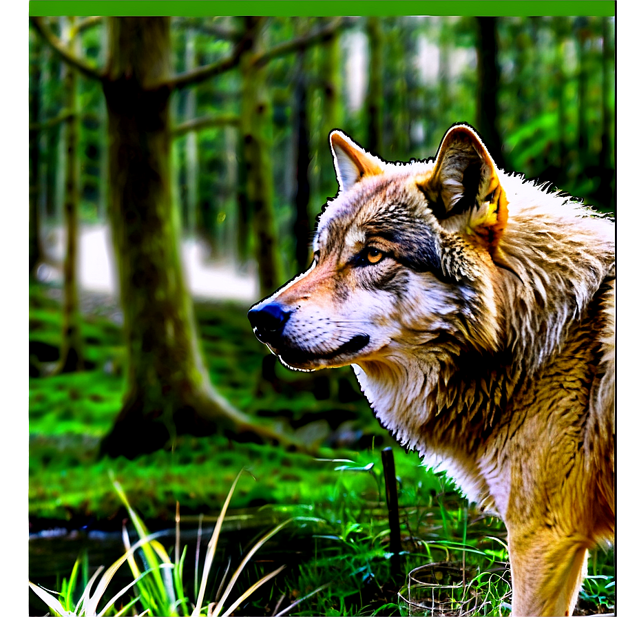 Wolf In Forest Landscape Png Bbl38