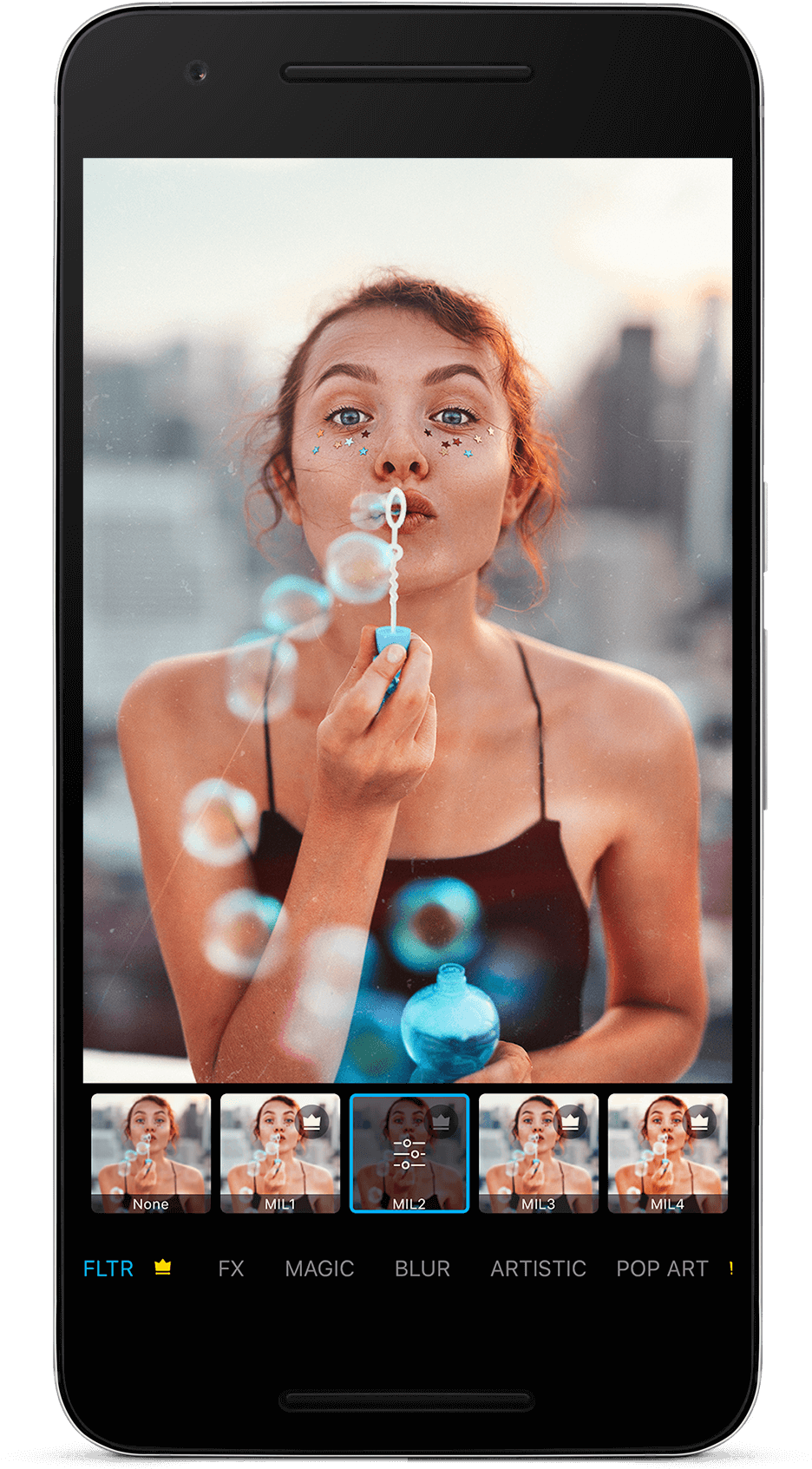 Woman Blowing Bubbles Smartphone Display