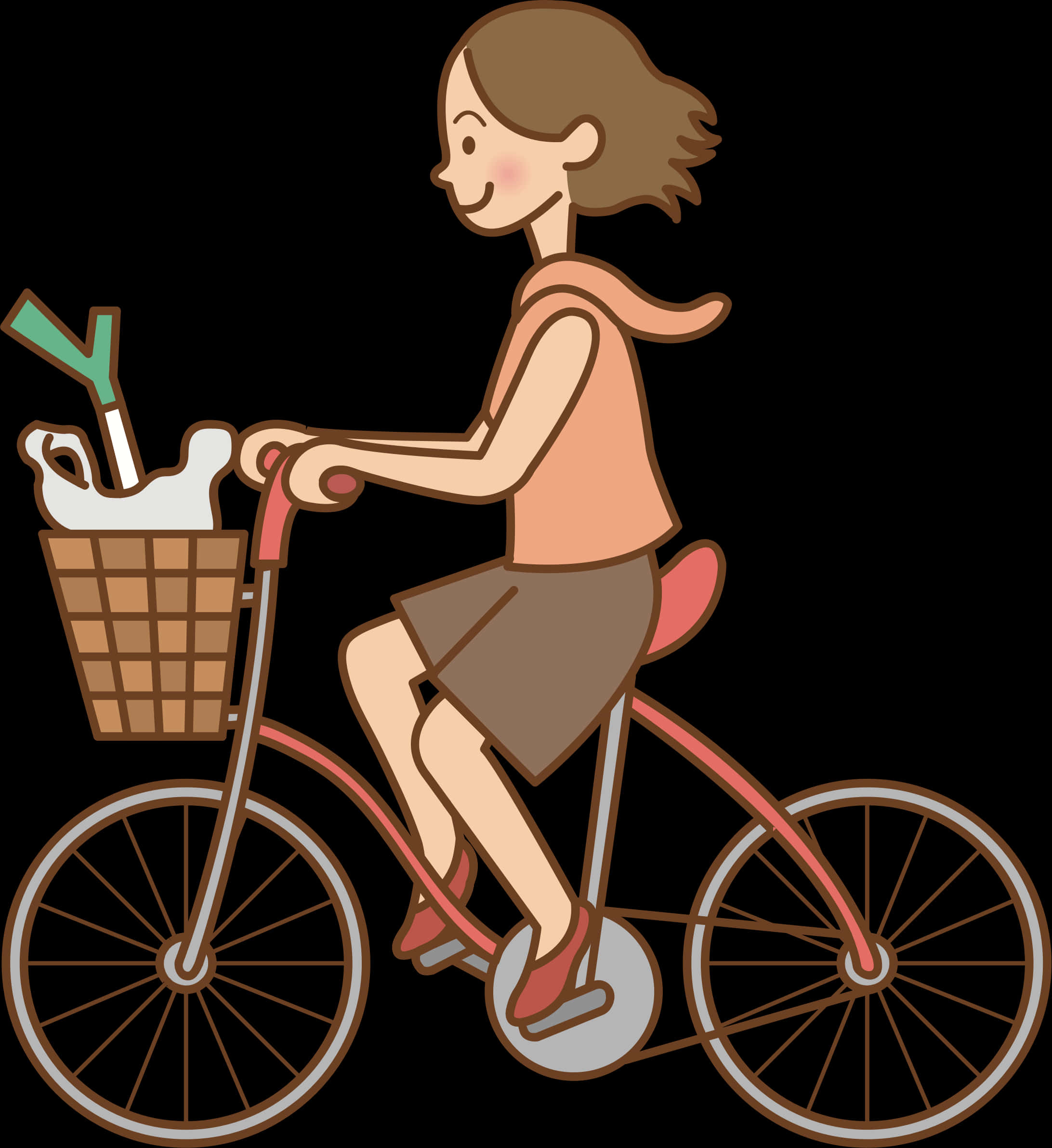 Woman Cyclingwith Groceries