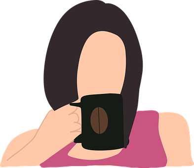 Woman Drinking Coffee Cartoon