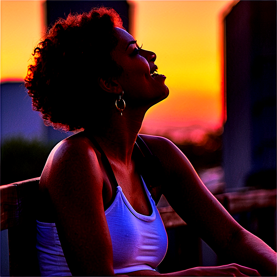 Woman Enjoying Sunset Png 05232024