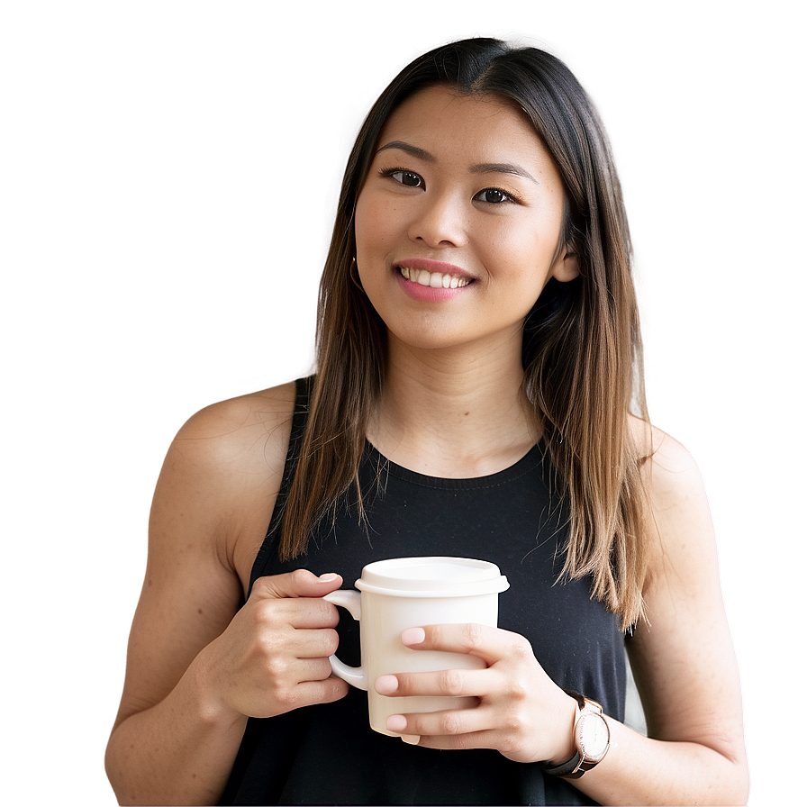 Woman Holding Coffee Png 2