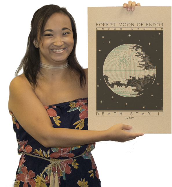 Woman Holding Death Star Poster