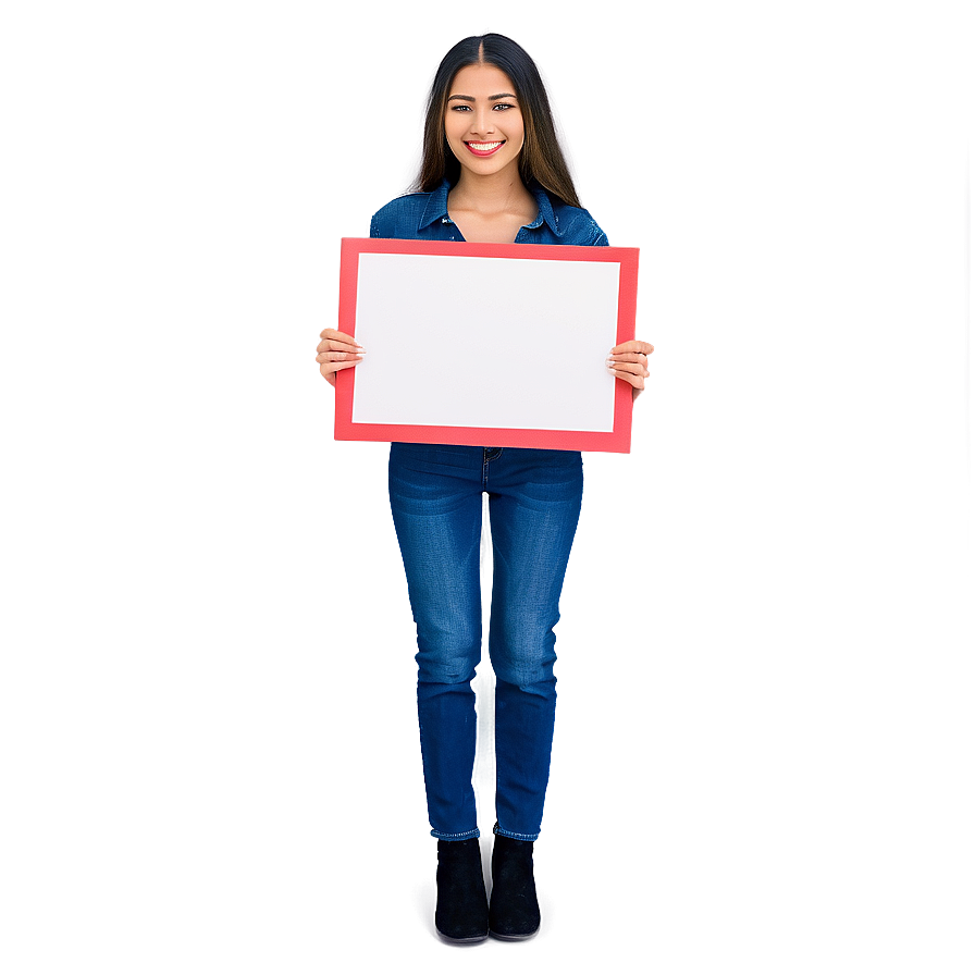 Woman Holding Sign Png Pwb