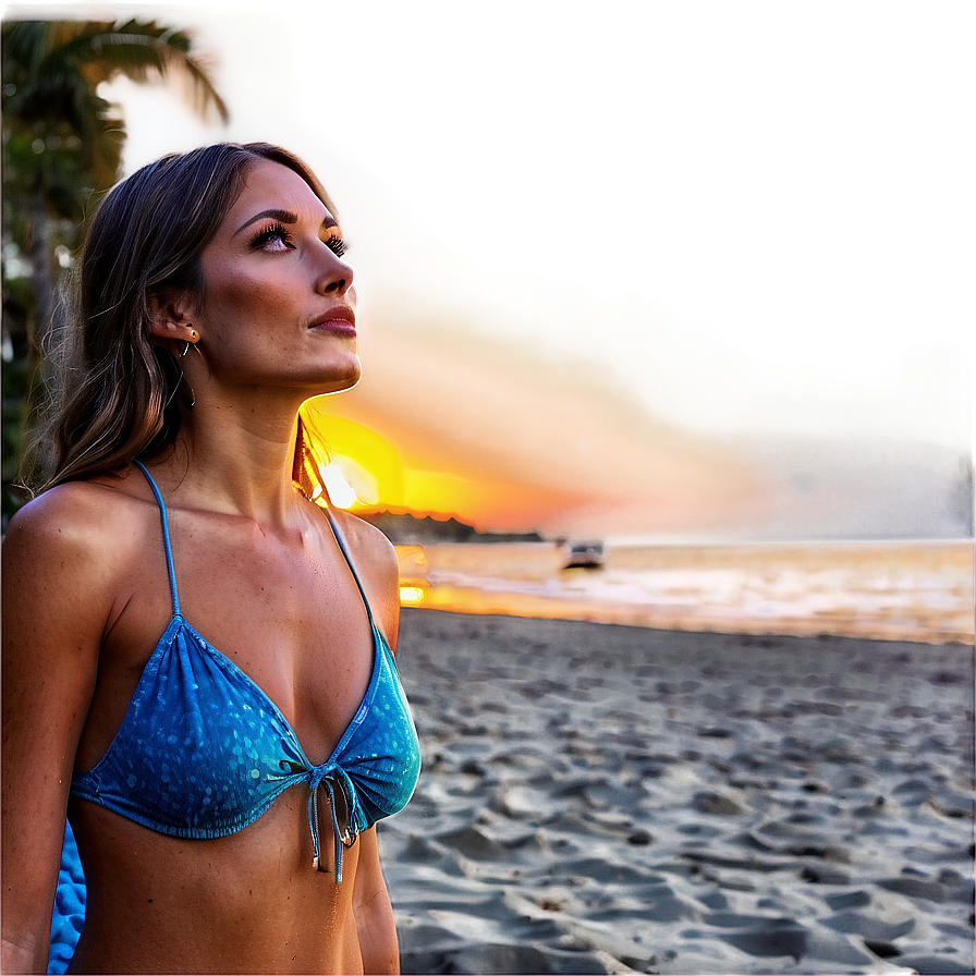 Woman On Beach Sunset Png Uux