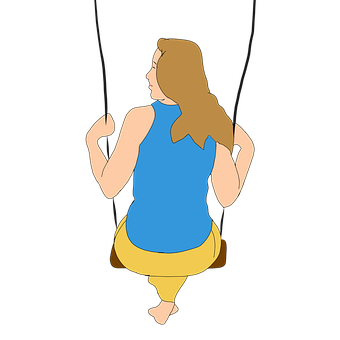 Woman On Swing Vector Illustration