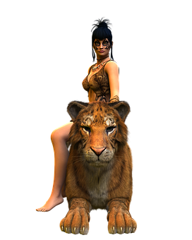 Woman On Tiger Fantasy Art