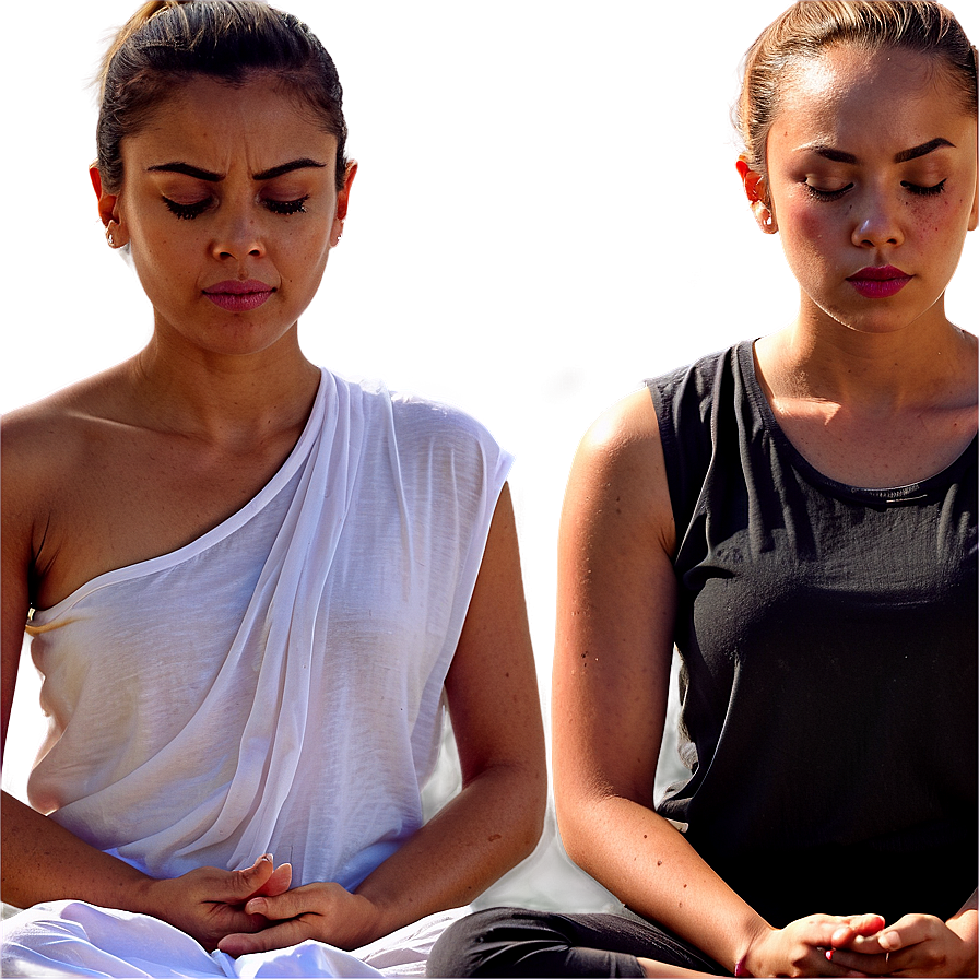 Woman Practicing Meditation Png Cqr68