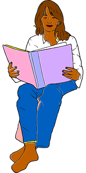 Woman Reading Book Illustration