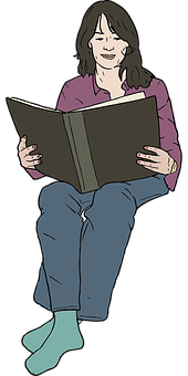 Woman Reading Book Illustration