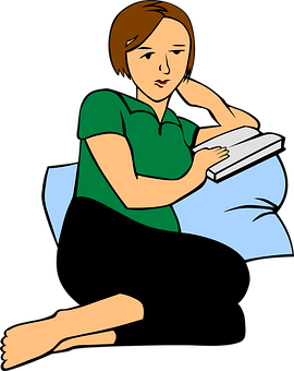 Woman Reading Book Vector Illustration