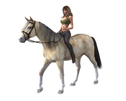 Woman Riding Horse3 D Render