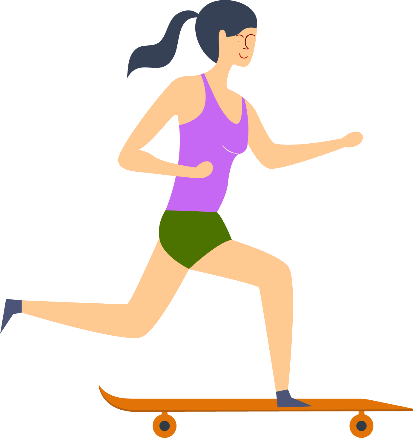 Woman Skateboarding Fitness Illustration