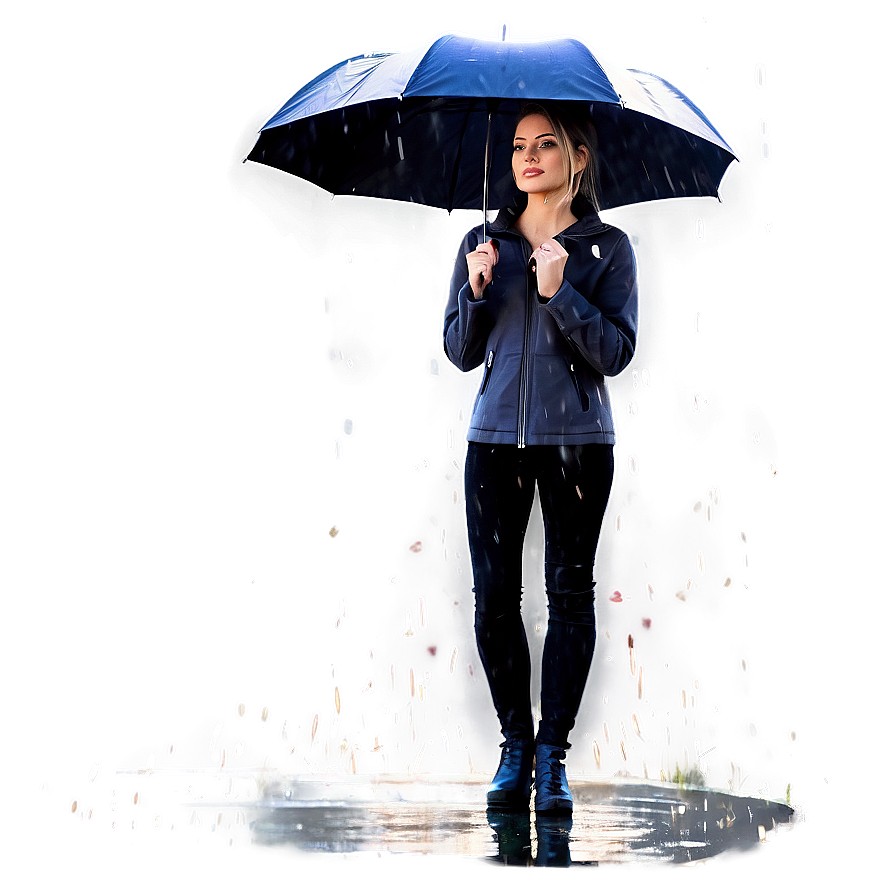 Woman Under Rain Png 05232024