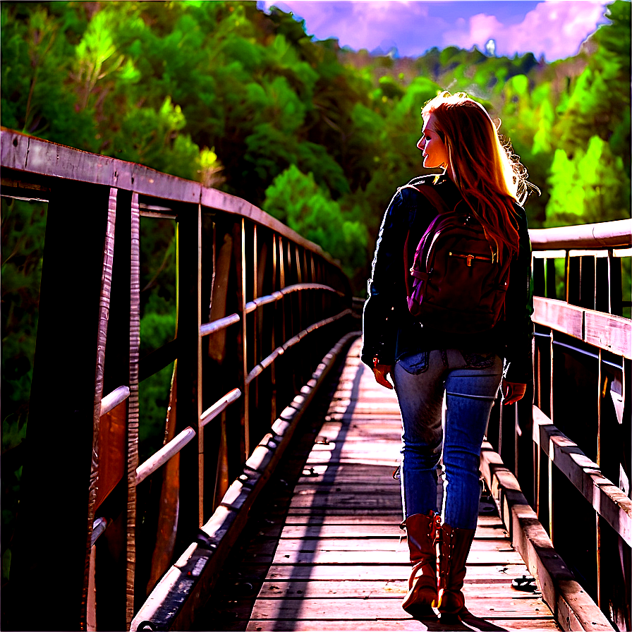 Woman Walking On Bridge Png Cqt