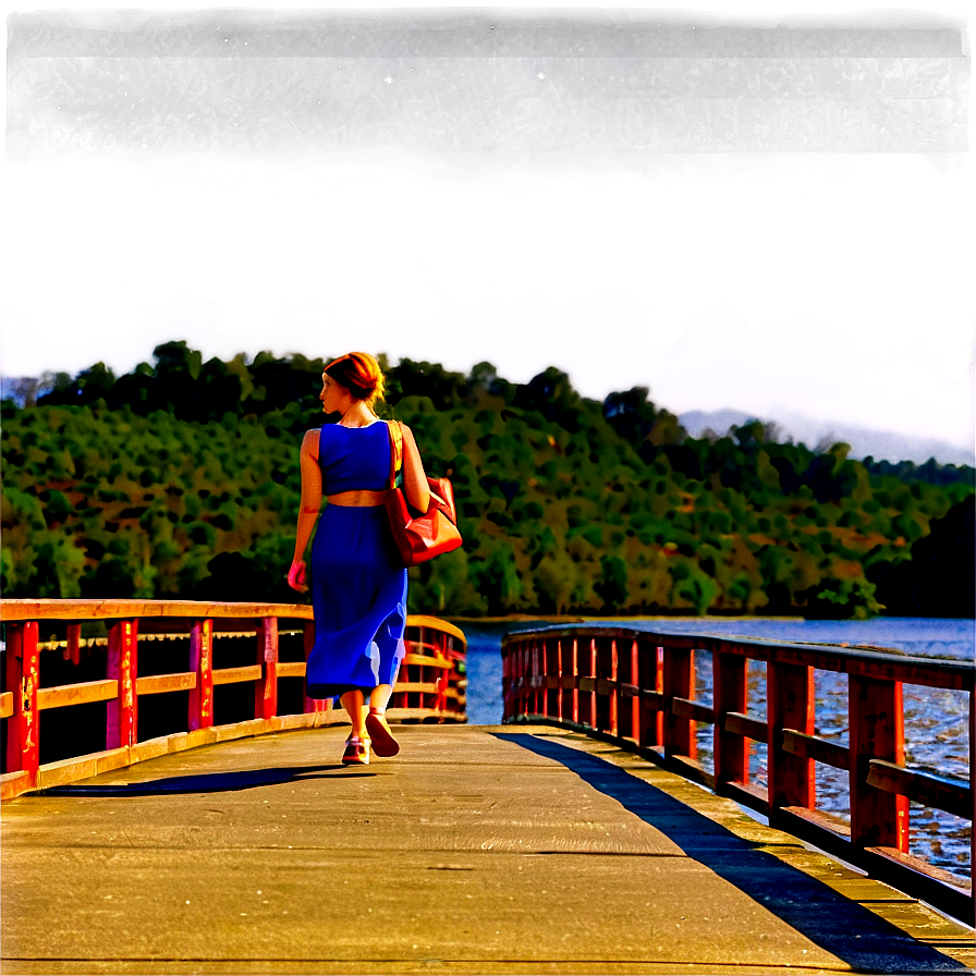 Woman Walking On Bridge Png Lbj31