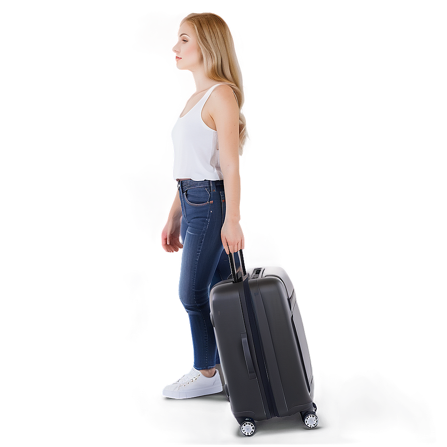 Woman Walking With Luggage Png Rwh15