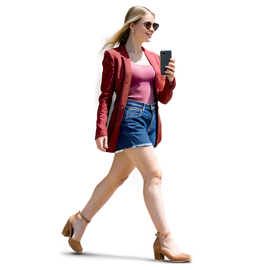 Woman Walking With Phone Png Kan