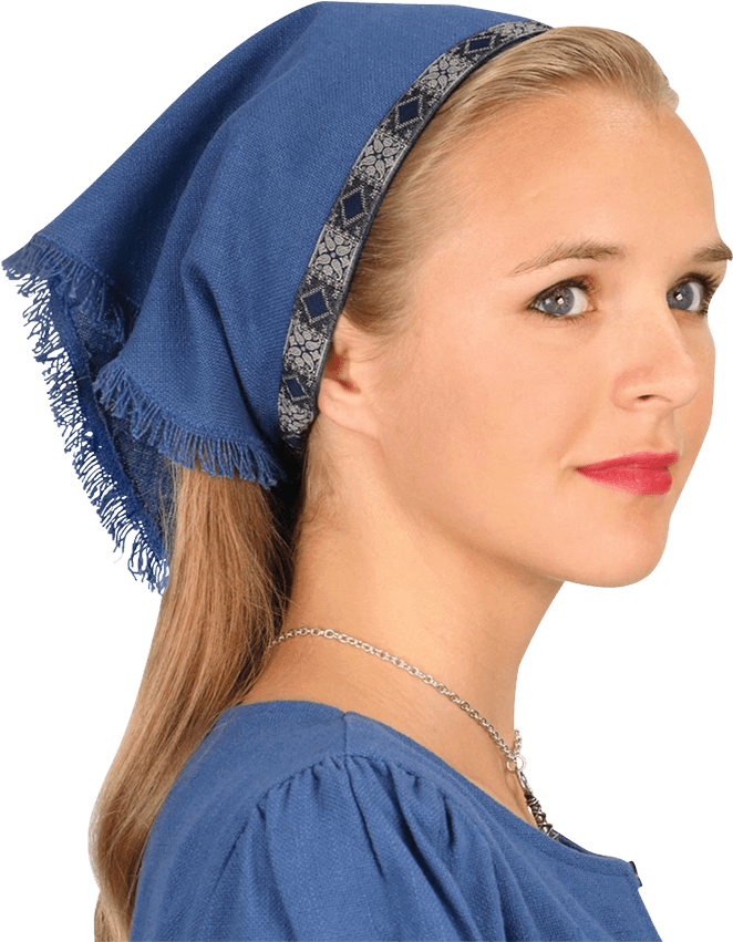 Woman Wearing Blue Head Bandana