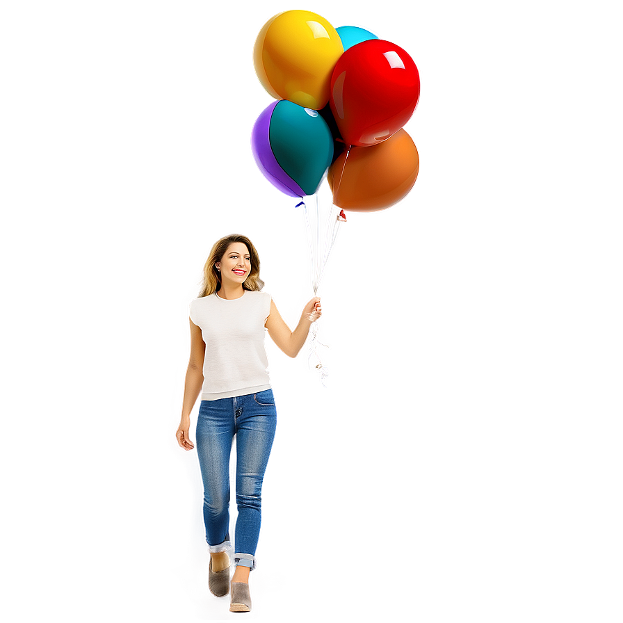 Woman With Balloons Png Jht36