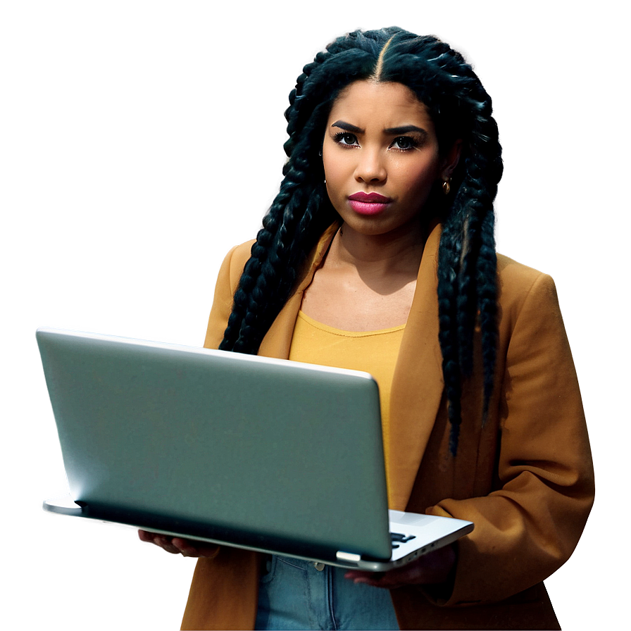 Woman With Laptop Png Swr