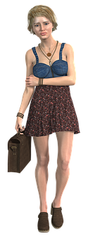 Woman With Suitcase_ Render