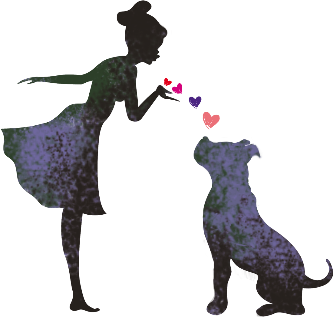Womanand Dog Silhouette Love