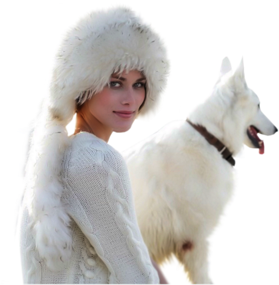 Womanand Samoyedin Harmony