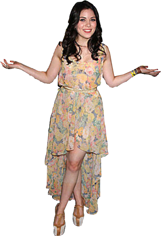Womanin Floral Dress Smiling