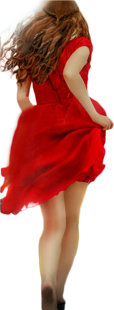 Womanin Red Dress Twirling