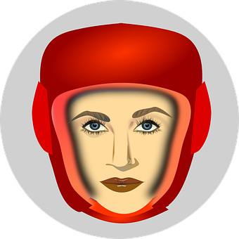 Womanin Red Helmet