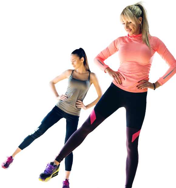 Women Performing Side Leg Raises Fitness Exercise