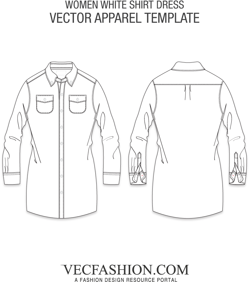 Women White Shirt Dress Vector Template