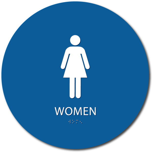 Womens Restroom Sign Blue Circle