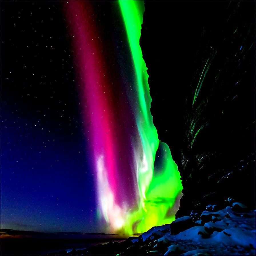 Wondrous Aurora Over Cliffs Png Ssh